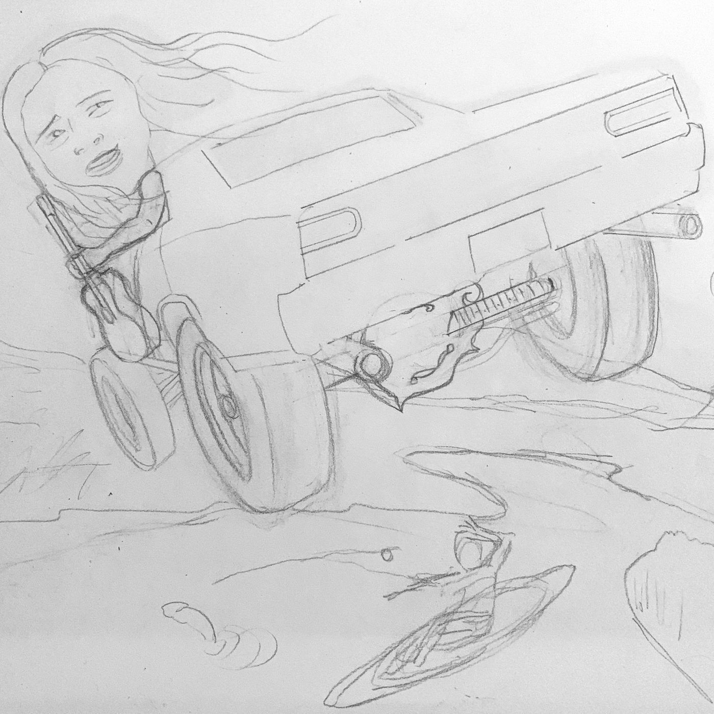 Billy Strings caricature — pencil process sketch