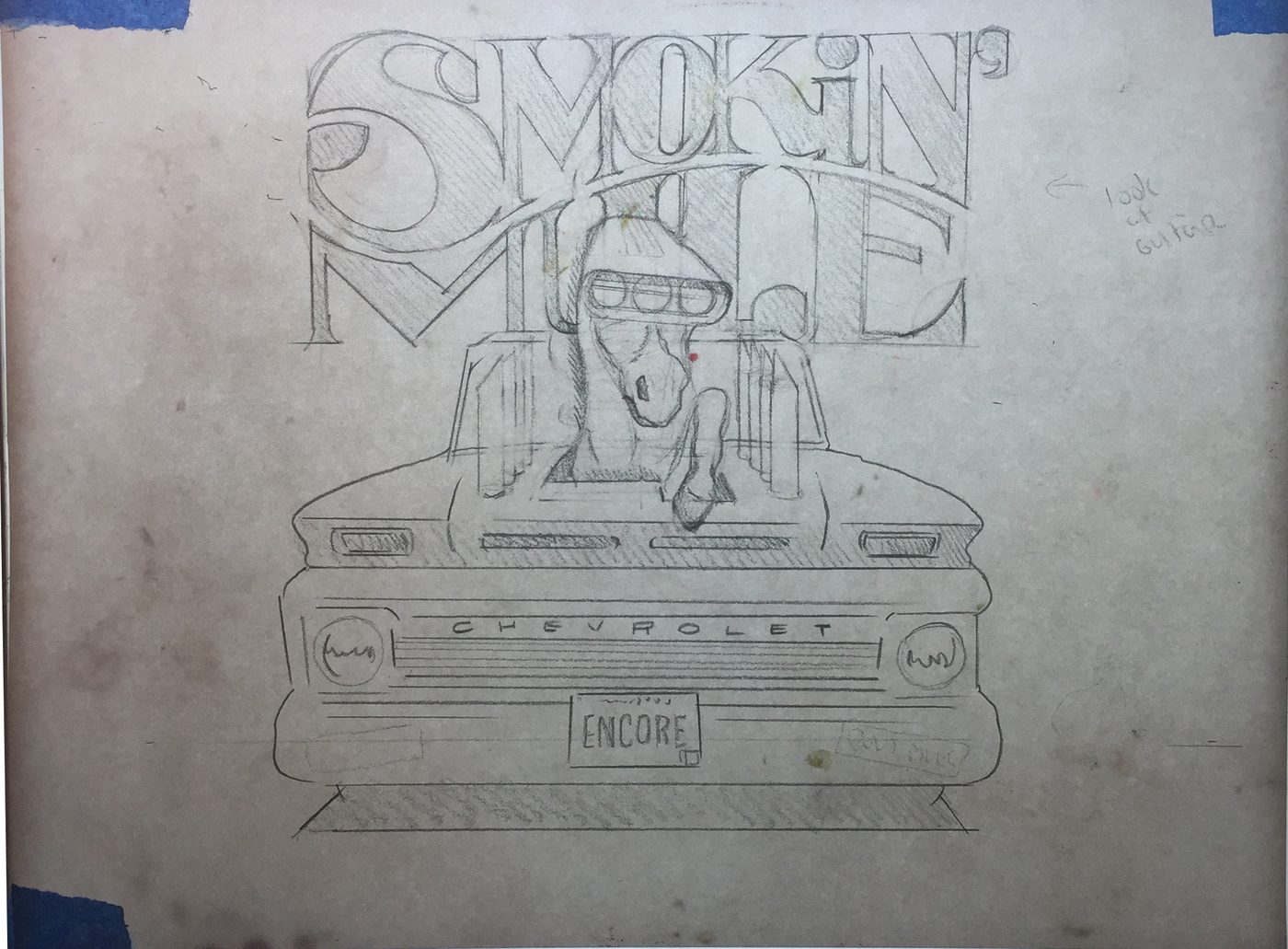 Smokin' Mule — pencil sketch